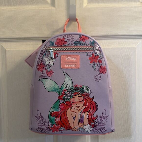 Disney Loungefly Ariel Daydreamin Mini Backpack Purple Pink Floral Princess NWT main image 8